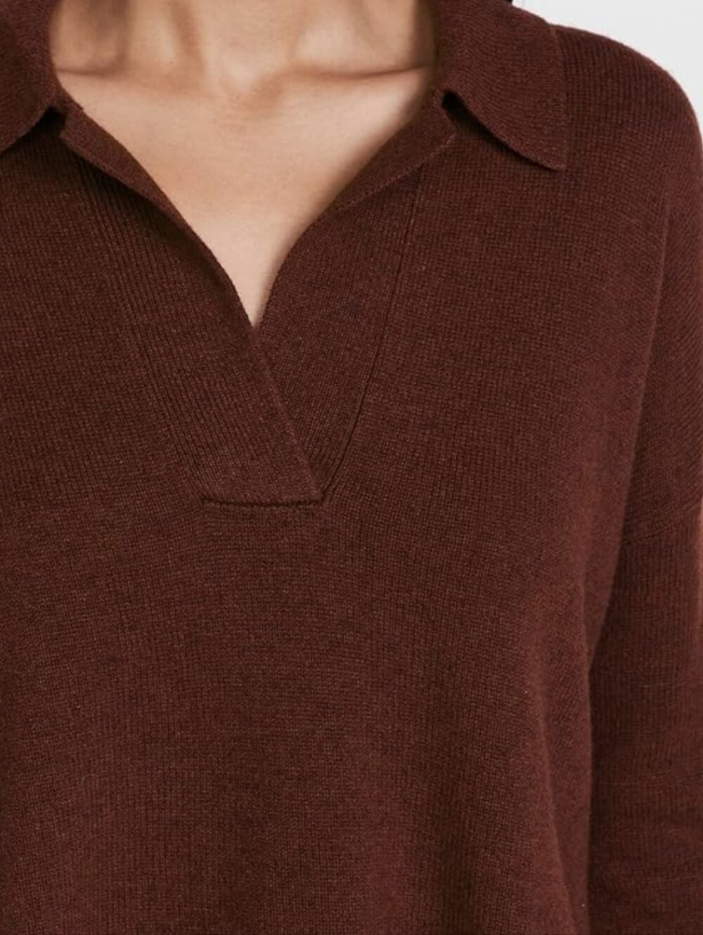NWOT Madewell Davie Polo Sweater Crop Brown Collared Merino Wool Casual - Picture 6 of 8